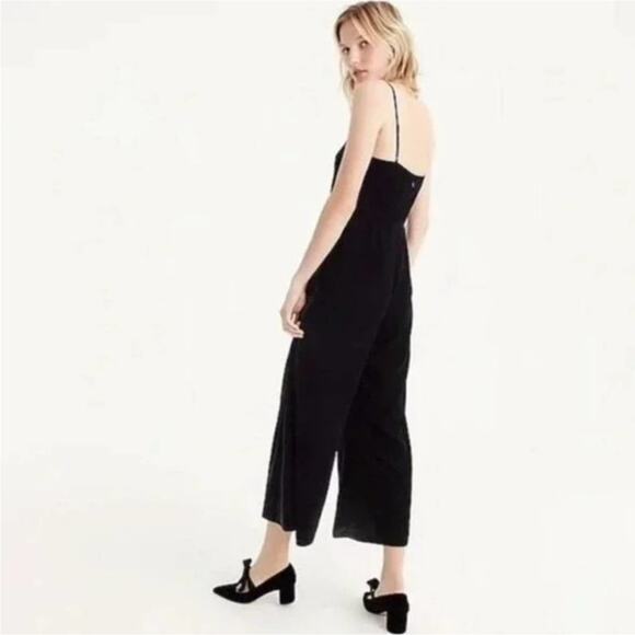 J. Crew Sleeveless Cropped Wide Leg Velvet Jumpsuit 0 Black - Picture 8 of 8